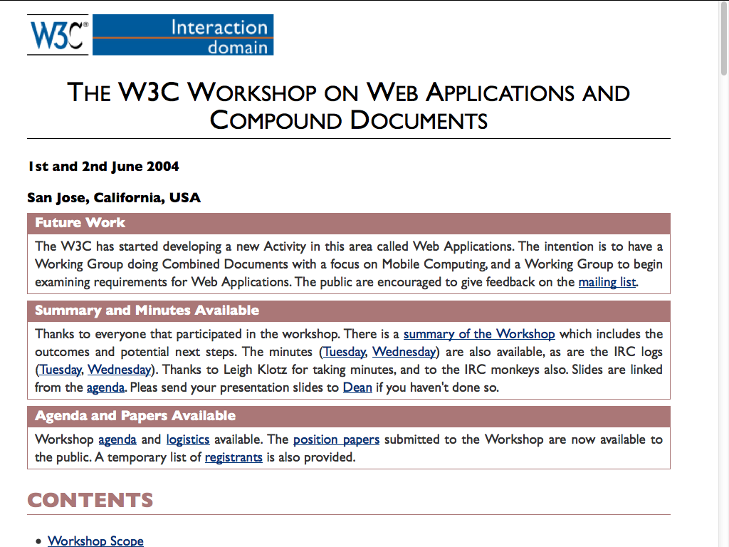 W3C Workshop on Web Applications