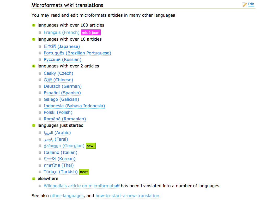 19 translations on microformats wiki home page