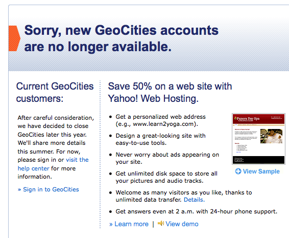 GeoCities  shutdown
