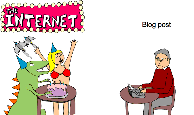 The Internet vs Blog post cartoon