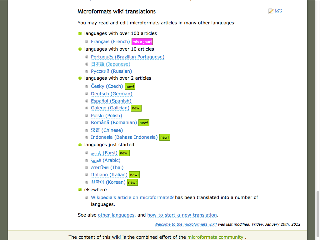 17 translations on microformats wiki home page